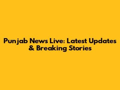 Punjab News Live: Latest Updates & Breaking Stories