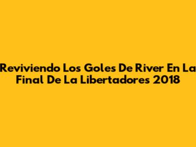 Reviviendo Los Goles De River En La Final De La Libertadores 2018