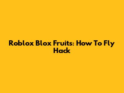 Roblox Blox Fruits: How To Fly Hack