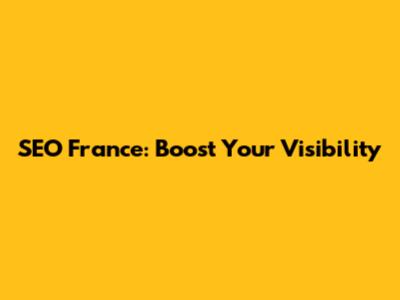 SEO France: Boost Your Visibility