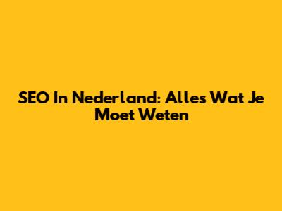 SEO In Nederland: Alles Wat Je Moet Weten