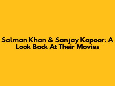 Salman Khan & Sanjay Kapoor: A Look Back At Their Movies