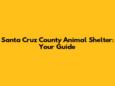 Santa Cruz County Animal Shelter: Your Guide