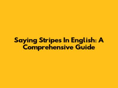 Saying 'Stripes' In English: A Comprehensive Guide