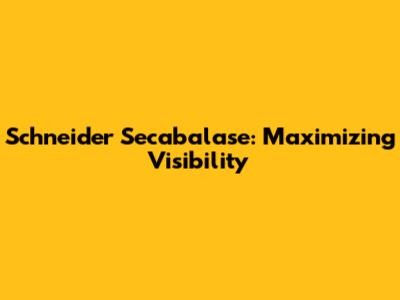 Schneider Secabalase: Maximizing Visibility