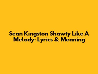 Sean Kingston "Shawty Like A Melody": Lyrics & Meaning