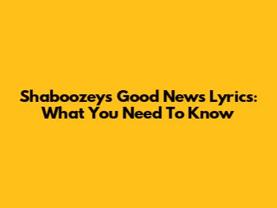 Shaboozey's 'Good News' Lyrics: What You Need To Know
