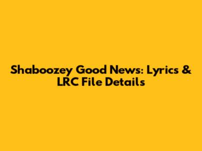 Shaboozey Good News: Lyrics & LRC File Details