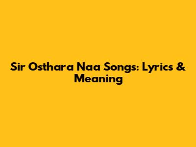 Sir Osthara Naa Songs: Lyrics & Meaning
