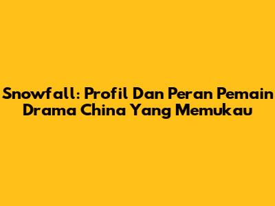 Snowfall: Profil Dan Peran Pemain Drama China Yang Memukau