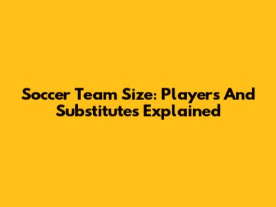 Soccer Team Size: Players And Substitutes Explained