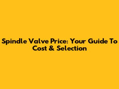 Spindle Valve Price: Your Guide To Cost & Selection