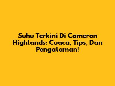 Suhu Terkini Di Cameron Highlands: Cuaca, Tips, Dan Pengalaman!