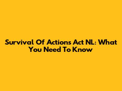 Survival Of Actions Act NL: What You Need To Know