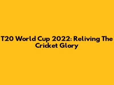 T20 World Cup 2022: Reliving The Cricket Glory