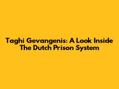 Taghi Gevangenis: A Look Inside The Dutch Prison System