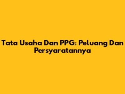 Tata Usaha Dan PPG: Peluang Dan Persyaratannya