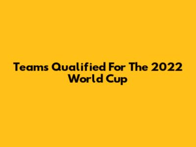 Teams Qualified For The 2022 World Cup