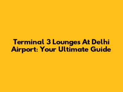 Terminal 3 Lounges At Delhi Airport: Your Ultimate Guide