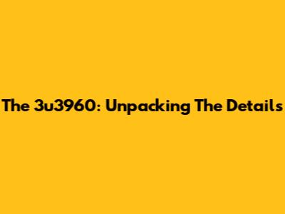 The 3u3960: Unpacking The Details