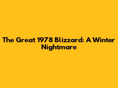 The Great 1978 Blizzard: A Winter Nightmare