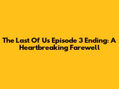 The Last Of Us Episode 3 Ending: A Heartbreaking Farewell