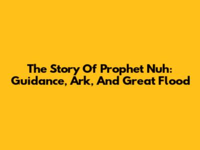 The Story Of Prophet Nuh: Guidance, Ark, And Great Flood