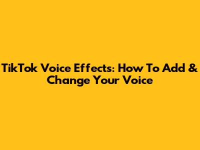 TikTok Voice Effects: How To Add & Change Your Voice