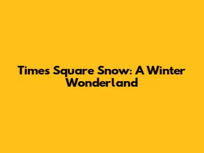 Times Square Snow: A Winter Wonderland
