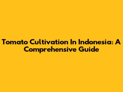 Tomato Cultivation In Indonesia: A Comprehensive Guide