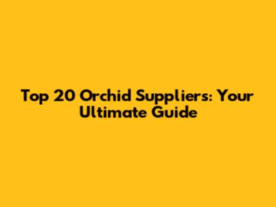 Top 20 Orchid Suppliers: Your Ultimate Guide
