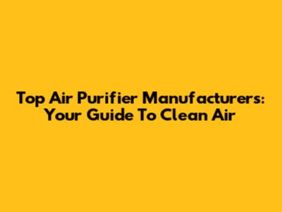 Top Air Purifier Manufacturers: Your Guide To Clean Air