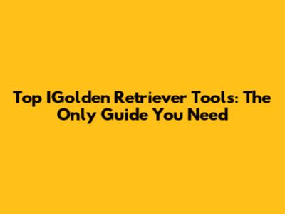 Top IGolden Retriever Tools: The Only Guide You Need