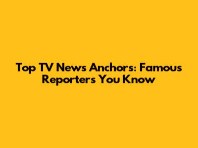 Top TV News Anchors: Famous Reporters You Know