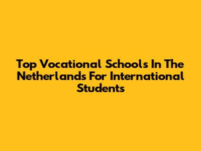 Top Vocational Schools In The Netherlands For International Students