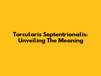 Torcularis Septentrionalis: Unveiling The Meaning