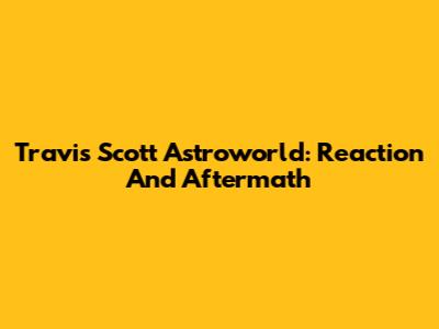 Travis Scott Astroworld: Reaction And Aftermath