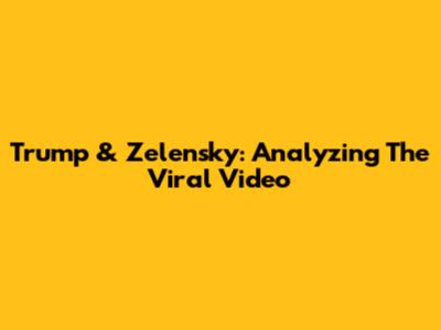Trump & Zelensky: Analyzing The Viral Video