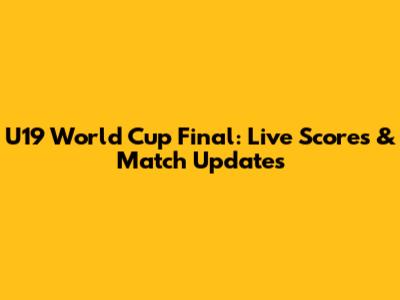 U19 World Cup Final: Live Scores & Match Updates