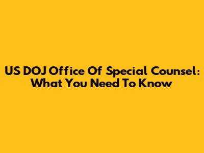US DOJ Office Of Special Counsel: What You Need To Know