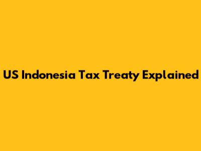 US Indonesia Tax Treaty Explained