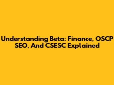 Understanding Beta: Finance, OSCP SEO, And CSESC Explained
