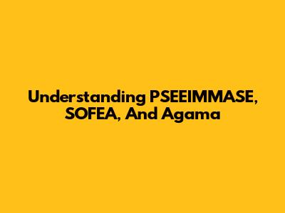 Understanding PSEEIMMASE, SOFEA, And Agama