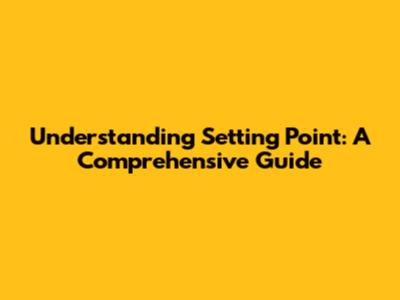 Understanding Setting Point: A Comprehensive Guide