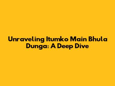 Unraveling 'Itumko Main Bhula Dunga': A Deep Dive