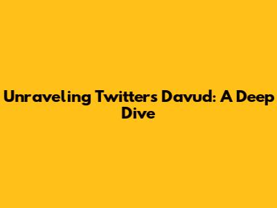 Unraveling Twitter's Davud: A Deep Dive
