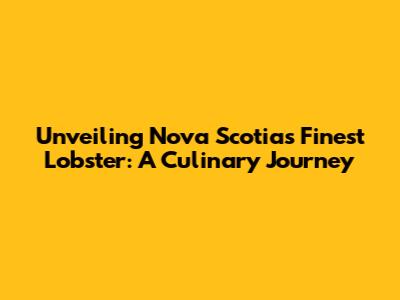 Unveiling Nova Scotia's Finest Lobster: A Culinary Journey