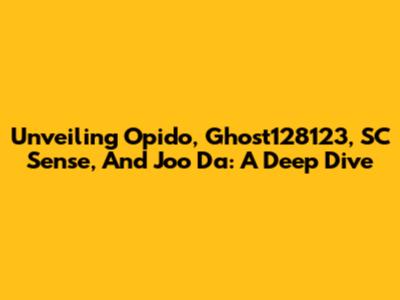Unveiling Opido, Ghost128123, SC Sense, And Joo Da: A Deep Dive