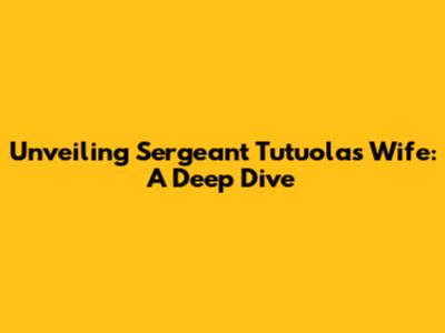 Unveiling Sergeant Tutuola's Wife: A Deep Dive