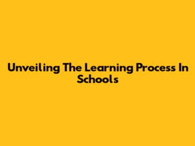 Unveiling The Learning Process In Schools